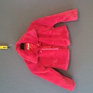 Red Cropped Lux Faux Fur Girls size 7 Holiday  Jacket
